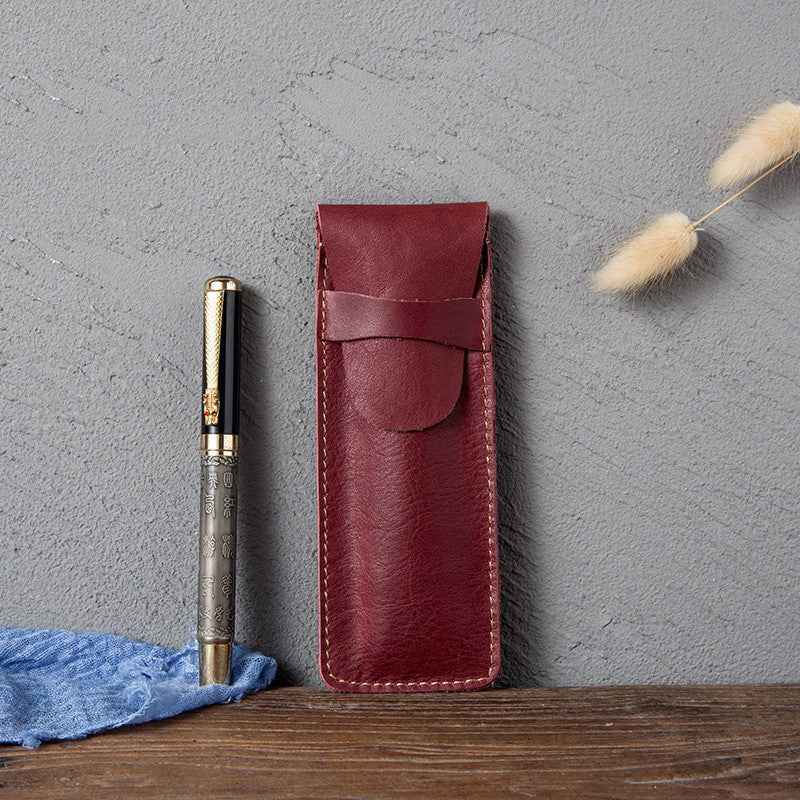 Unisex Retro Leather Pencil Case - Creative Fashion Multifunctional Design