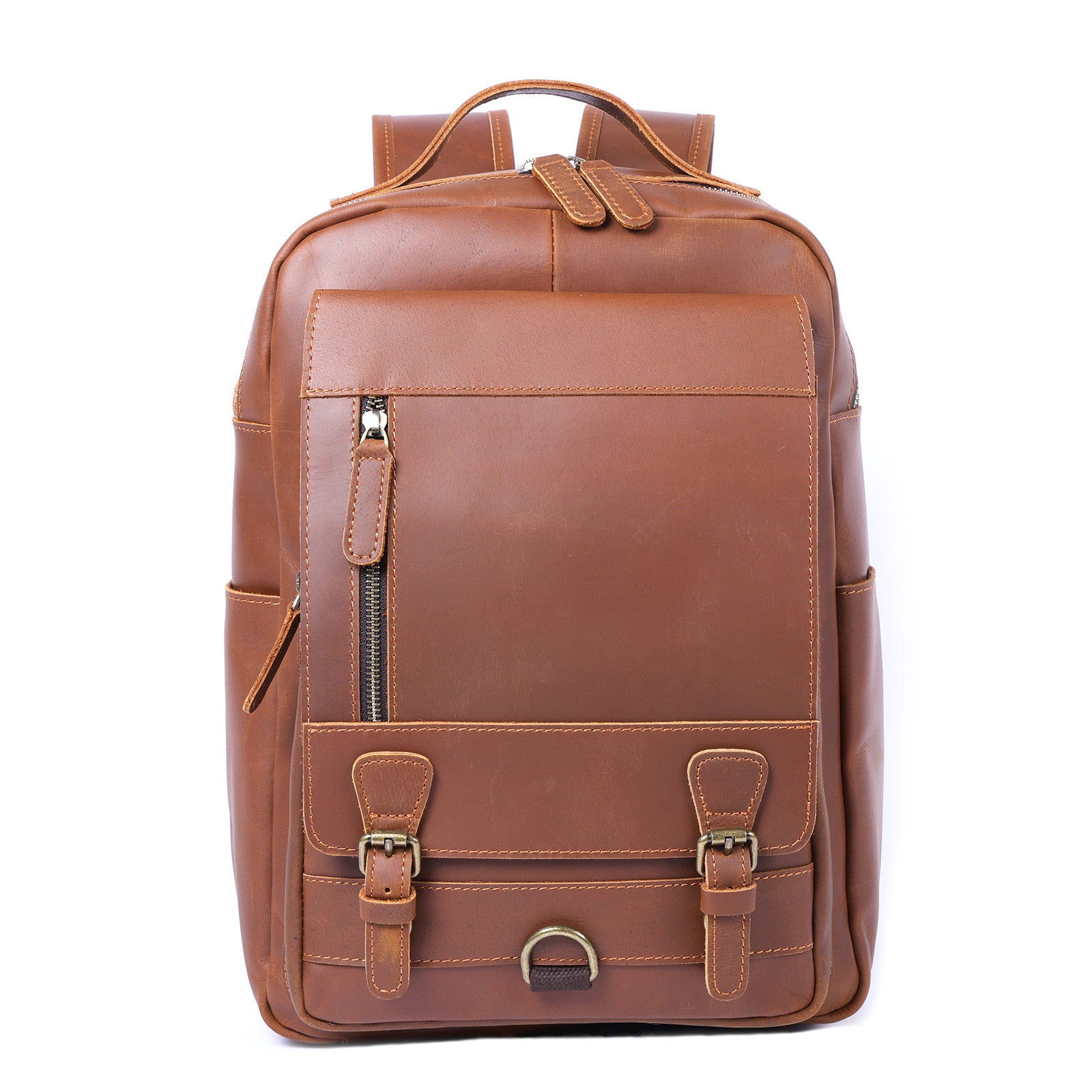 Retro Leather Backpack - Crazy Horse First Layer Leather Capacity Backpack - ArtOm_farm™ LEATHER