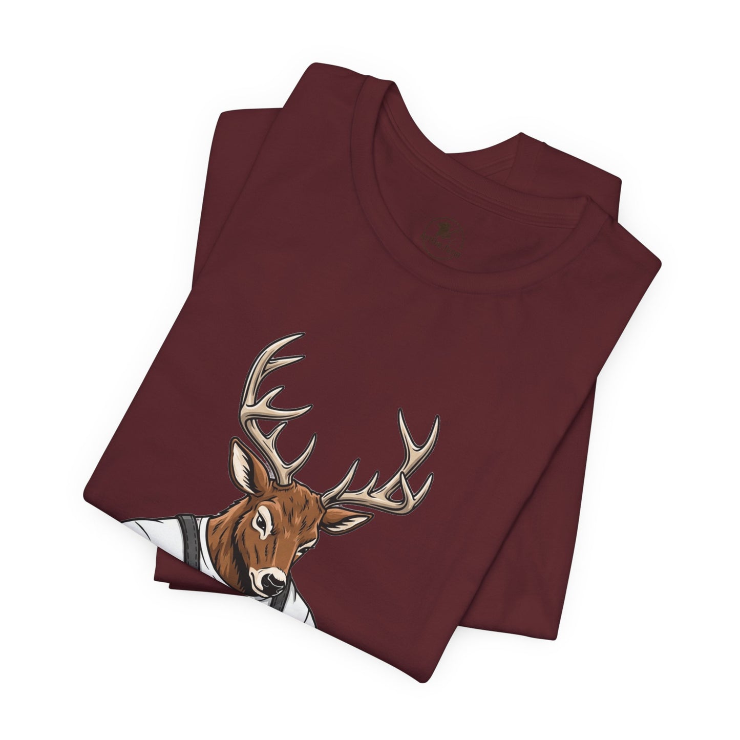 Artisan Deer Graphic Tee for Nature Lovers - Cute Animal Shirt, Unisex Casual Wear, Perfect Handyman Gift - ArtOm_farm™ LEATHER 