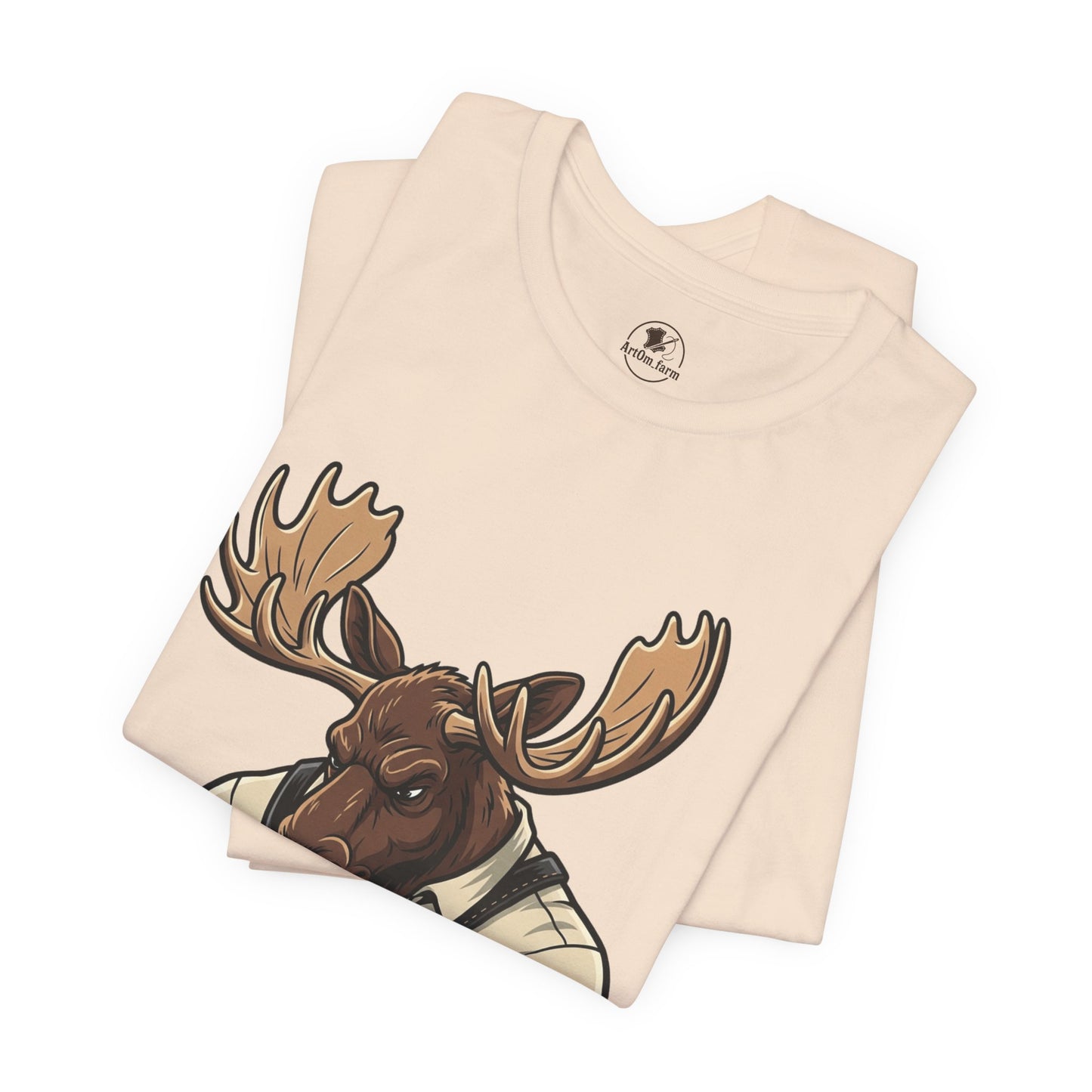 Moose Graphic Tee - Funny Animal Shirt for Nature Lovers, Unique Casual Outfit in Woodland Style - ArtOm_farm™ LEATHER 