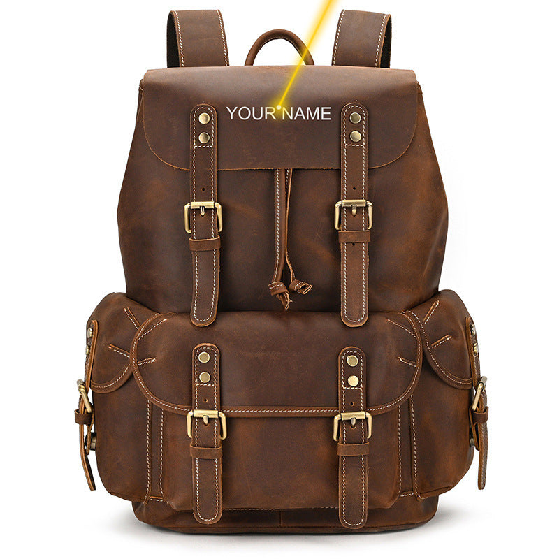 Large Capacity Leather Backpack for Travel and Outdoor Adventures - ArtOm_farm™ LEATHER