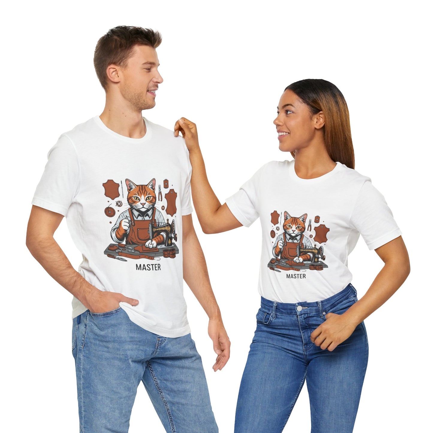 Crafty Cat Master Tee - Funny Cat Shirt for Unisex Pet Lovers, Unique Cat Apparel Gift for Cat Owners - ArtOm_farm™ LEATHER