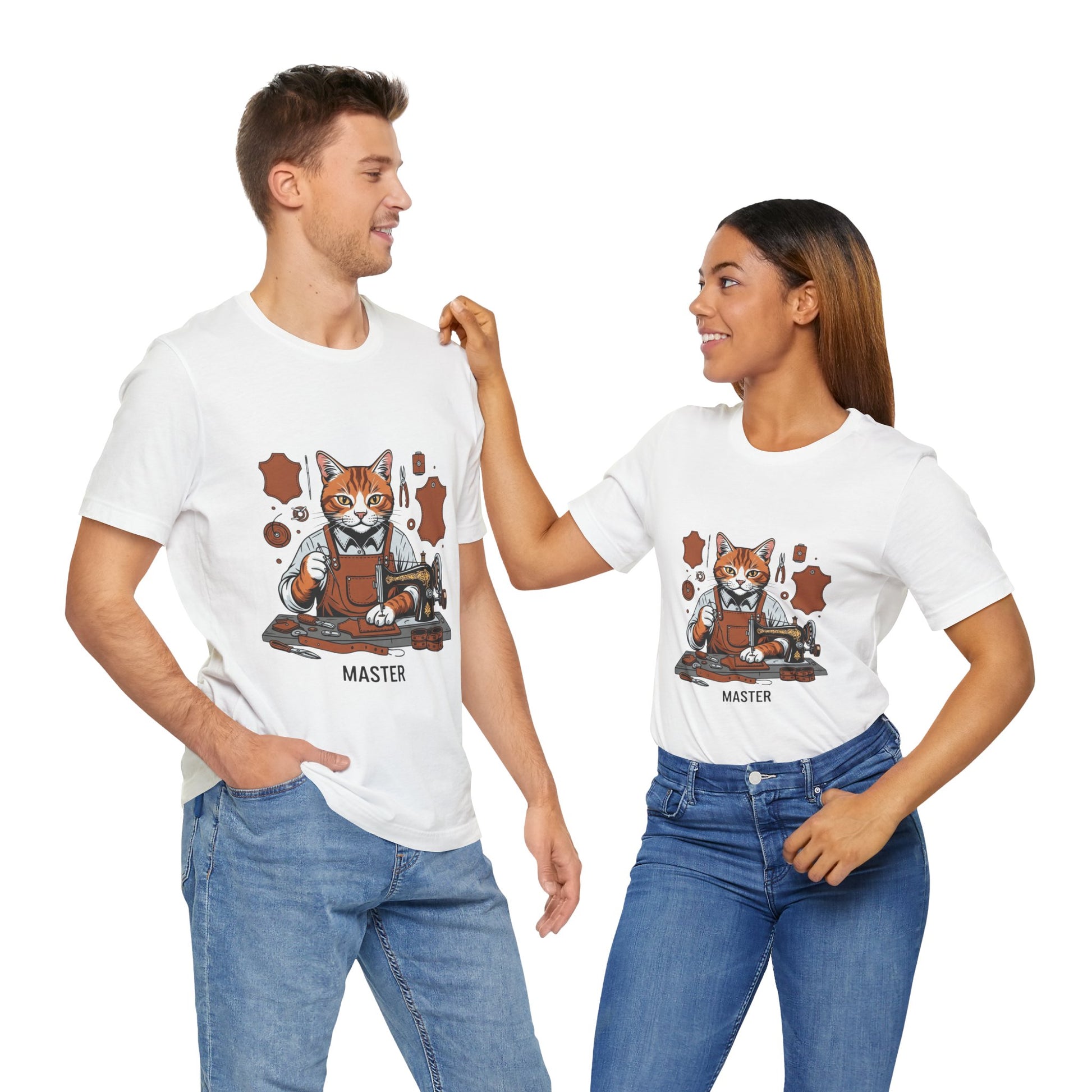 Crafty Cat Master Tee - Funny Cat Shirt for Unisex Pet Lovers, Unique Cat Apparel Gift for Cat Owners - ArtOm_farm™ LEATHER