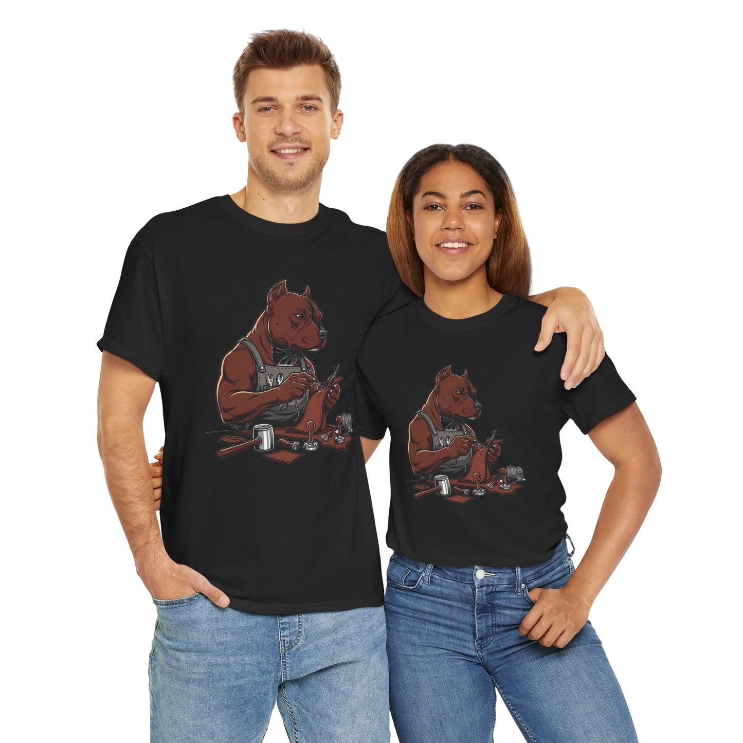 Artistic Dog Lover Tee - Casual Graphic T-Shirt for Pet Owners, Ideal Gift for Birthdays and Holidays - ArtOm_farm™ LEATHER 