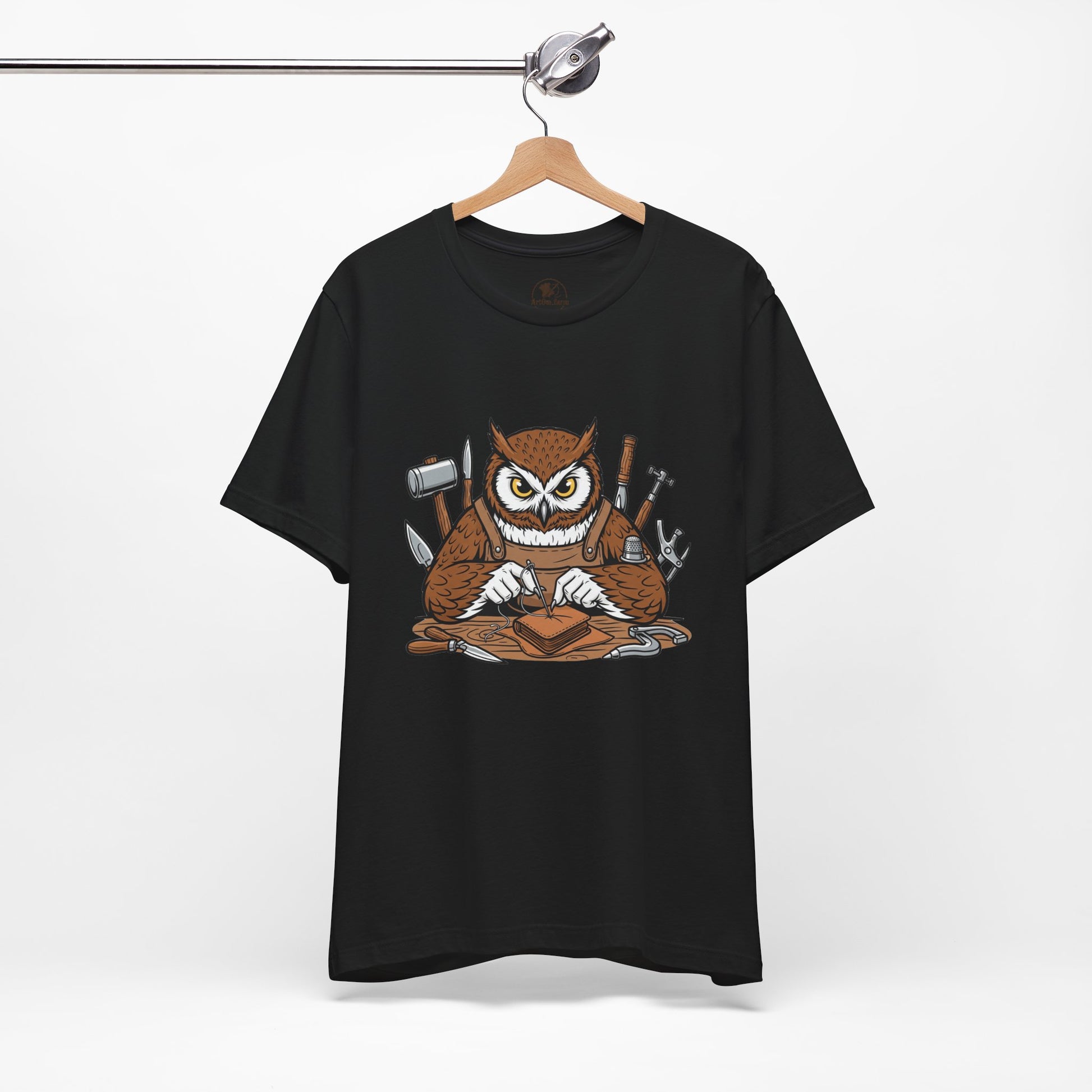 Owl Artisan Tee - Perfect Gift for Craft Lovers and Nature Enthusiasts, Handmade Casual Wear - ArtOm_farm™ LEATHER 
