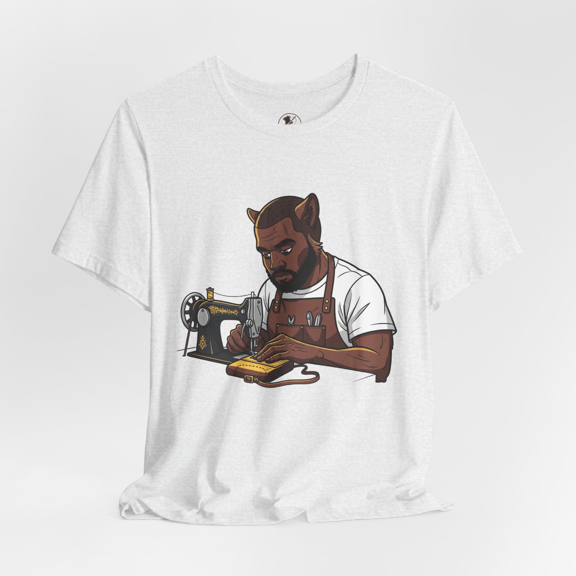 Crafty Cat Sewing T-Shirt, Funny Handmade Apparel for Cat Lovers and Creatives - ArtOm_farm™ LEATHER
