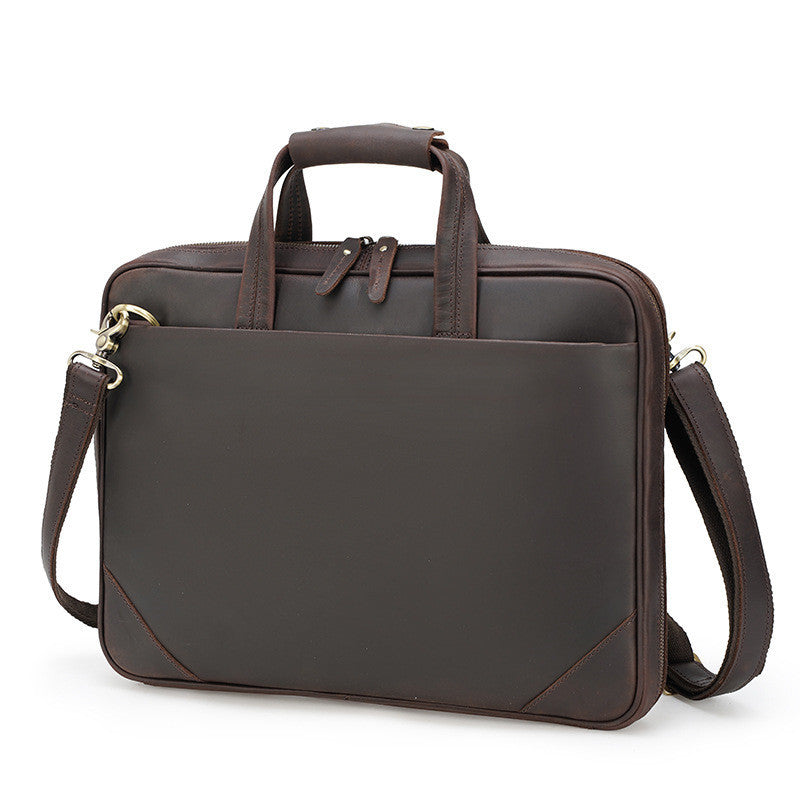 New Retro Leather Briefcase - Ultra-thin Crazy Horse Leather Handbag for Men - ArtOm_farm™ LEATHER