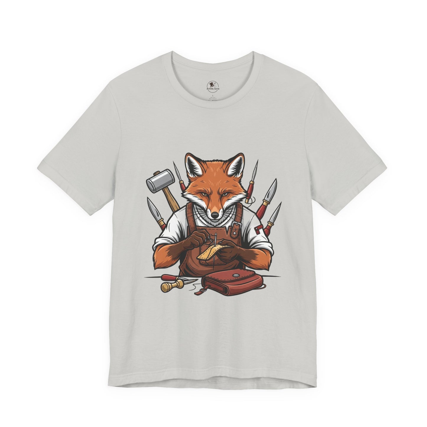 Crafty Fox T-Shirt - Funny Artisan Tee for Crafters, Perfect Gift for Art Lovers, Unique Handmade Vibes - ArtOm_farm™ LEATHER 