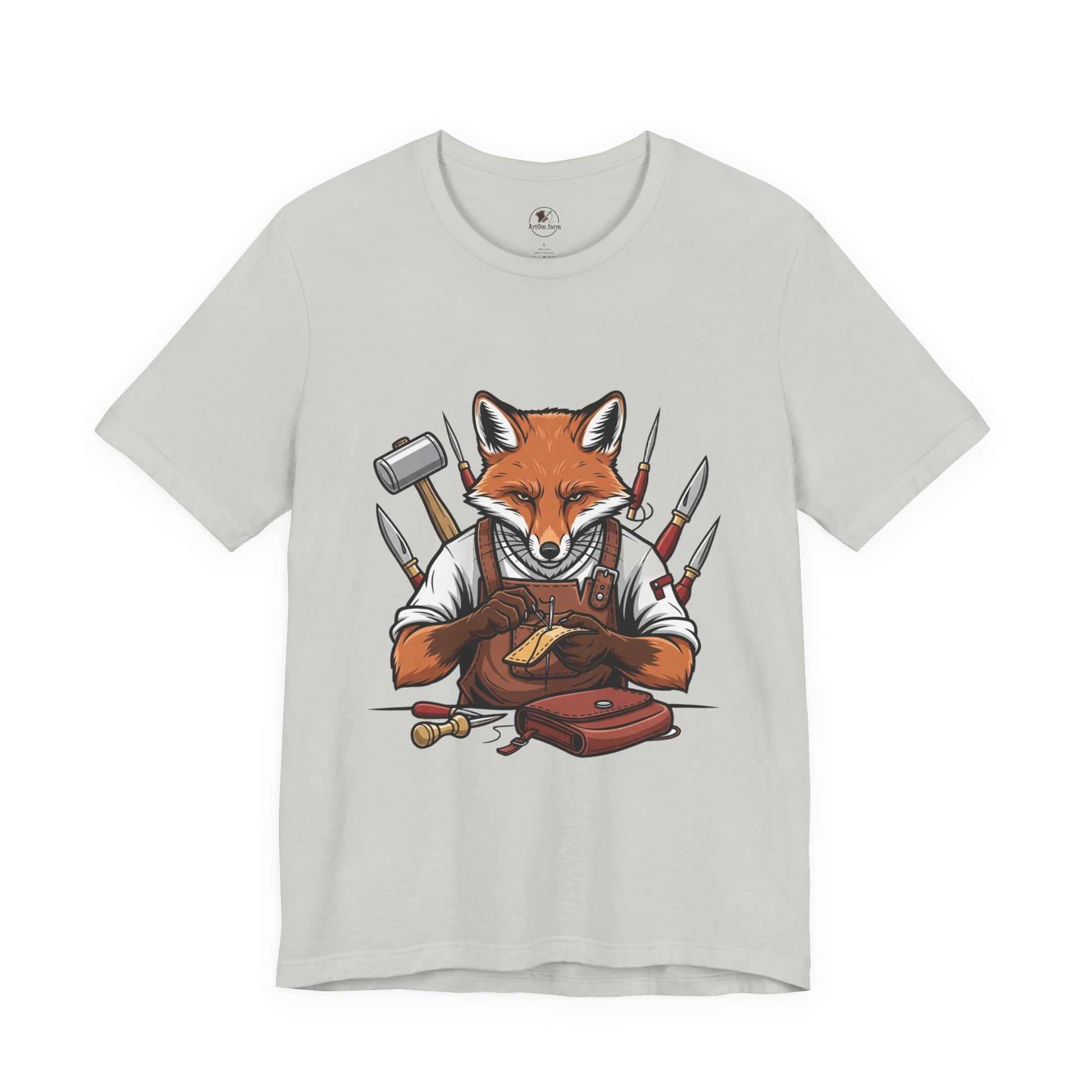 Crafty Fox T-Shirt - Funny Artisan Tee for Crafters, Perfect Gift for Art Lovers, Unique Handmade Vibes - ArtOm_farm™ LEATHER 