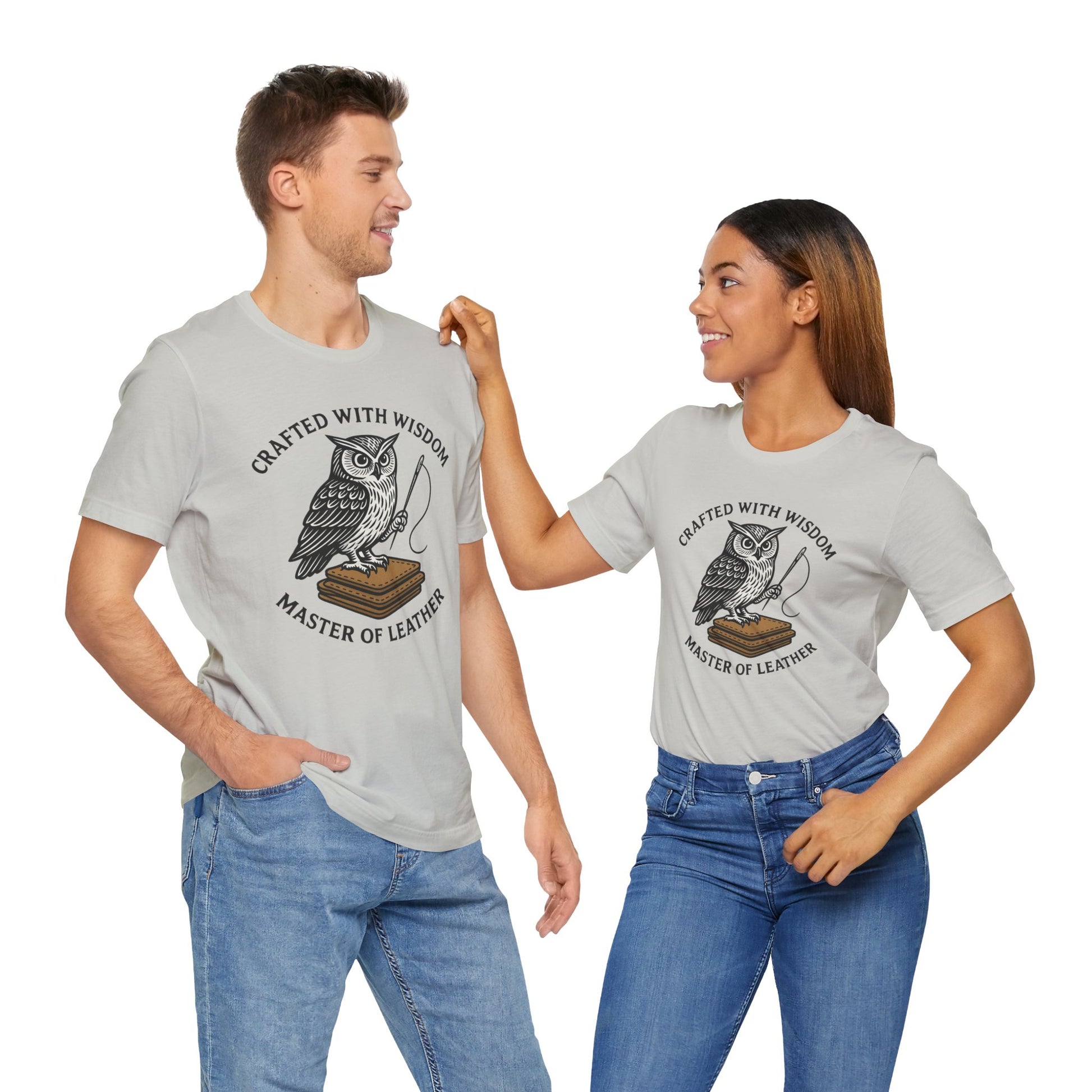 Wise Owl Unisex Tee - Unique Animal Design, Eco-Friendly Apparel for Crafters and Style Enthusiasts - ArtOm_farm™ LEATHER 