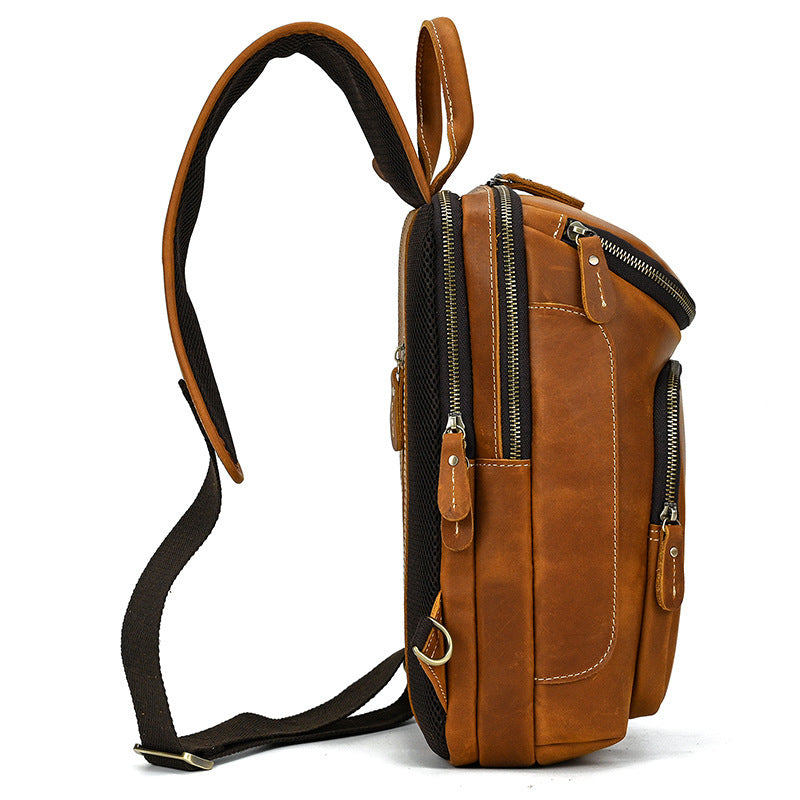 Men's Retro Shoulder Bag - Crazy Horse Skin Shoulder Bag - ArtOm_farm™ LEATHER