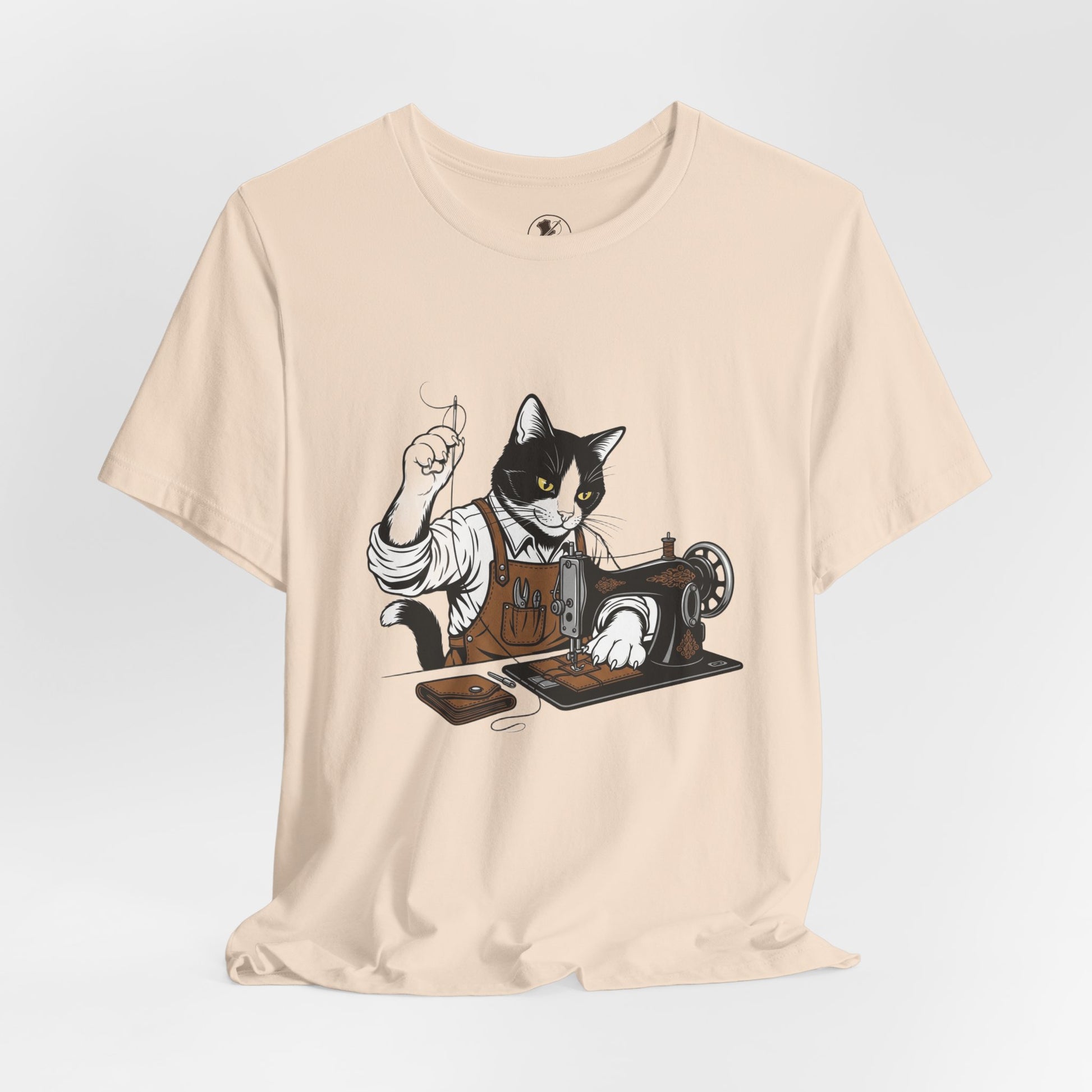Crafty Cat Sewing Tee - Cute Cat Shirt for Crafters & Sewists, Perfect Gift for Cat Lovers - ArtOm_farm™ LEATHER 