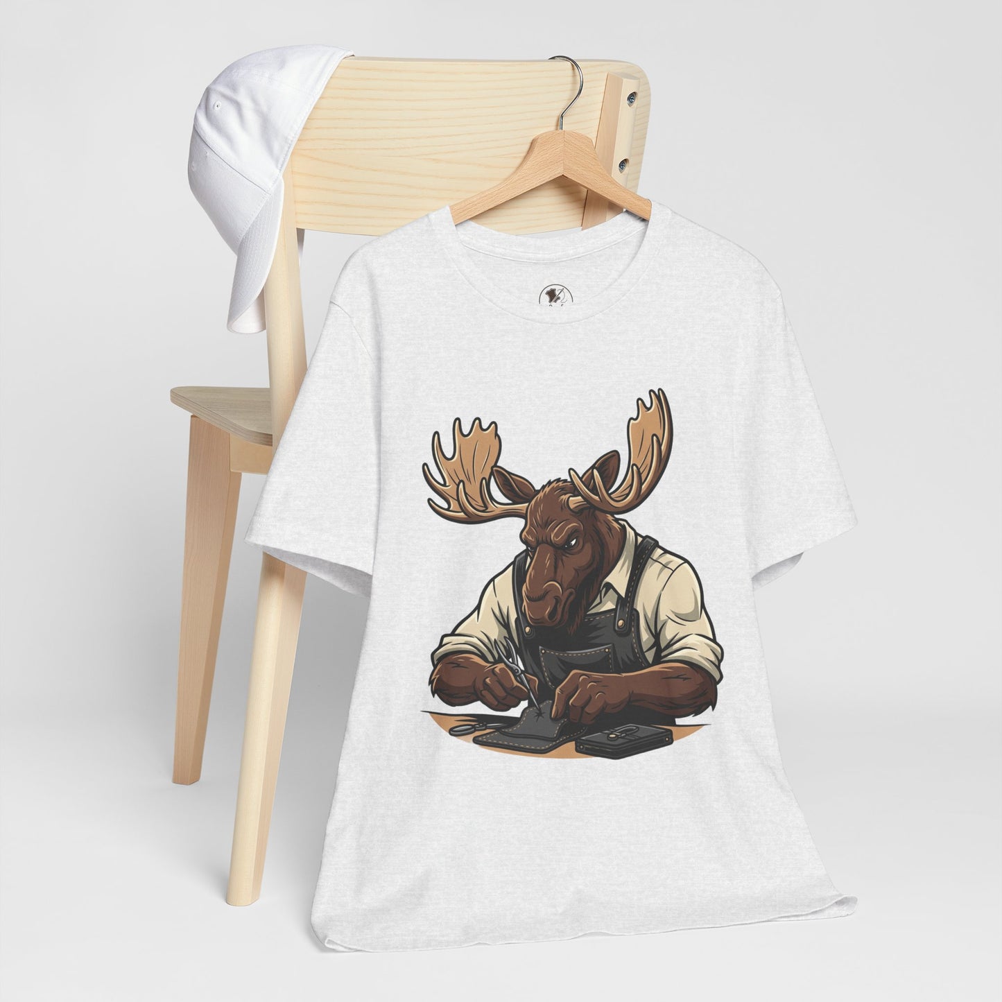 Moose Graphic Tee - Funny Animal Shirt for Nature Lovers, Unique Casual Outfit in Woodland Style - ArtOm_farm™ LEATHER 