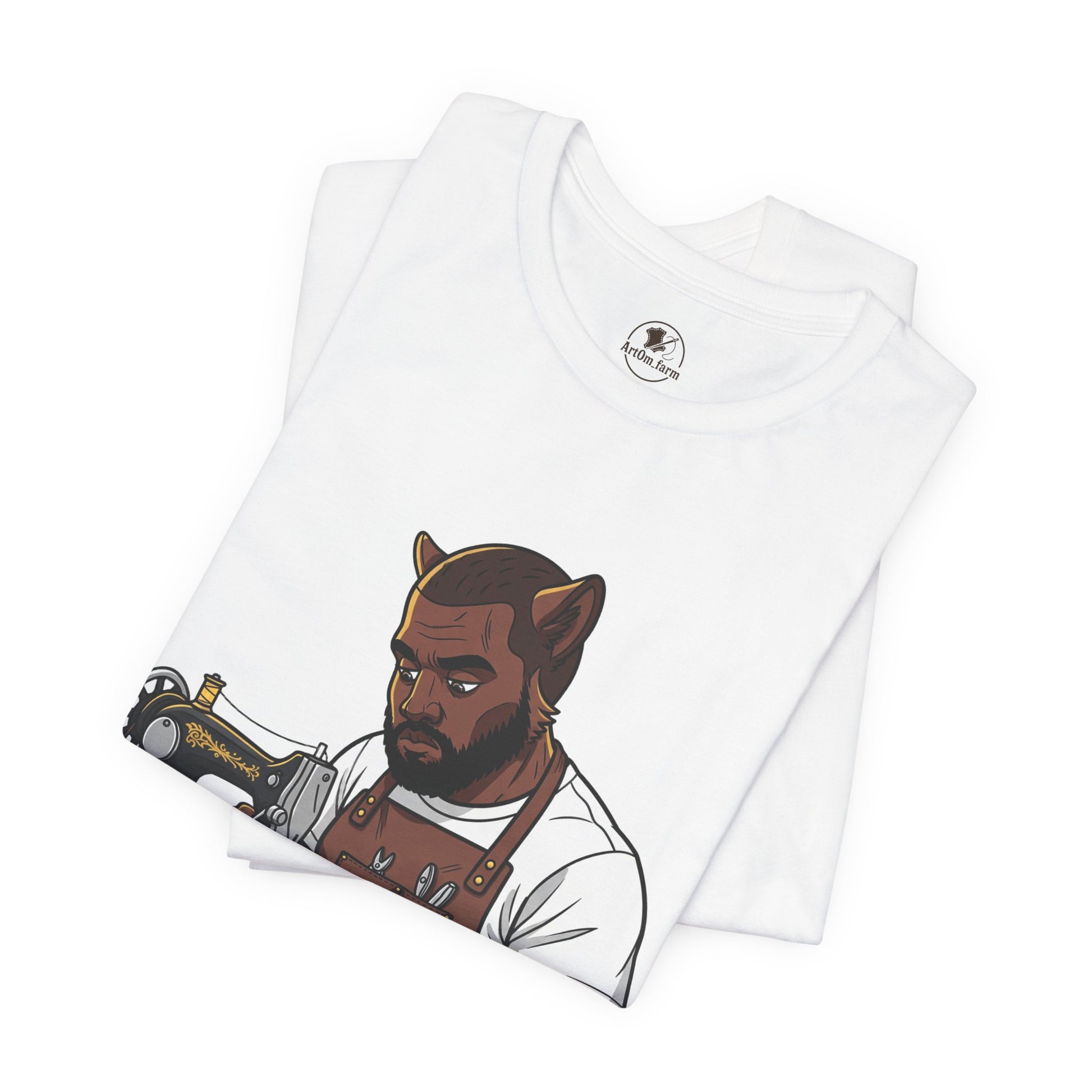 Crafty Cat Sewing T-Shirt, Funny Handmade Apparel for Cat Lovers and Creatives - ArtOm_farm™ LEATHER