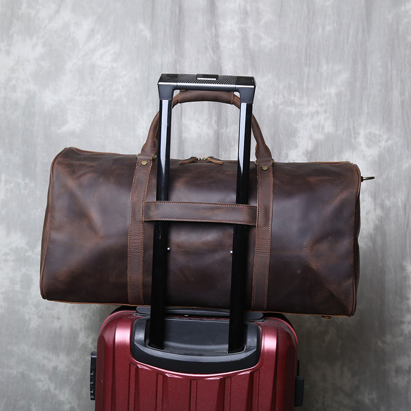 Retro Leather Travel Bag - Crazy Horse Leather Wear Trolley Case for Large Capacity Travel - ArtOm_farm™ LEATHER