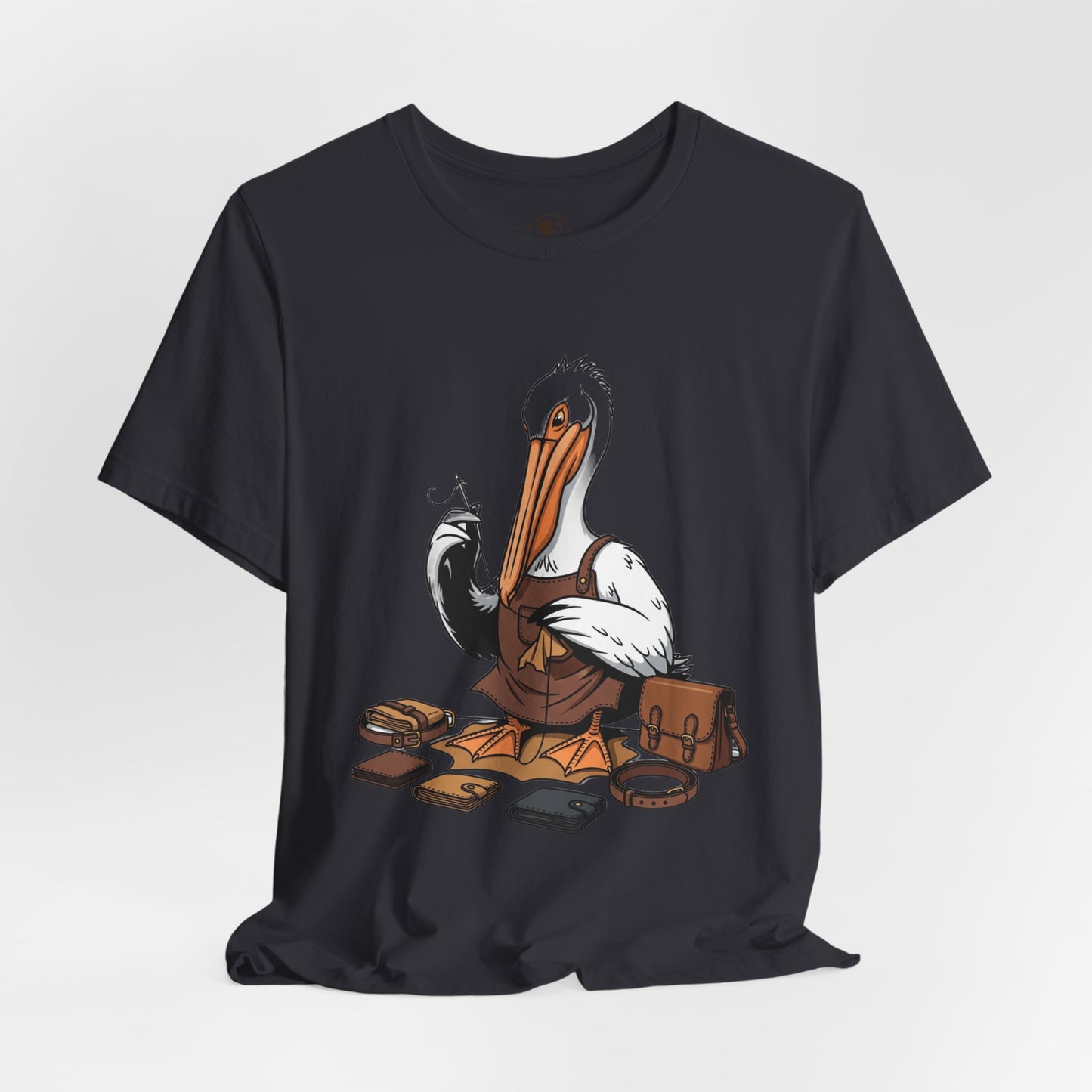 Whimsical Pelican Tee - Fun Beach T-Shirt for Casual Summer Style and Nature Lovers - ArtOm_farm™ LEATHER 