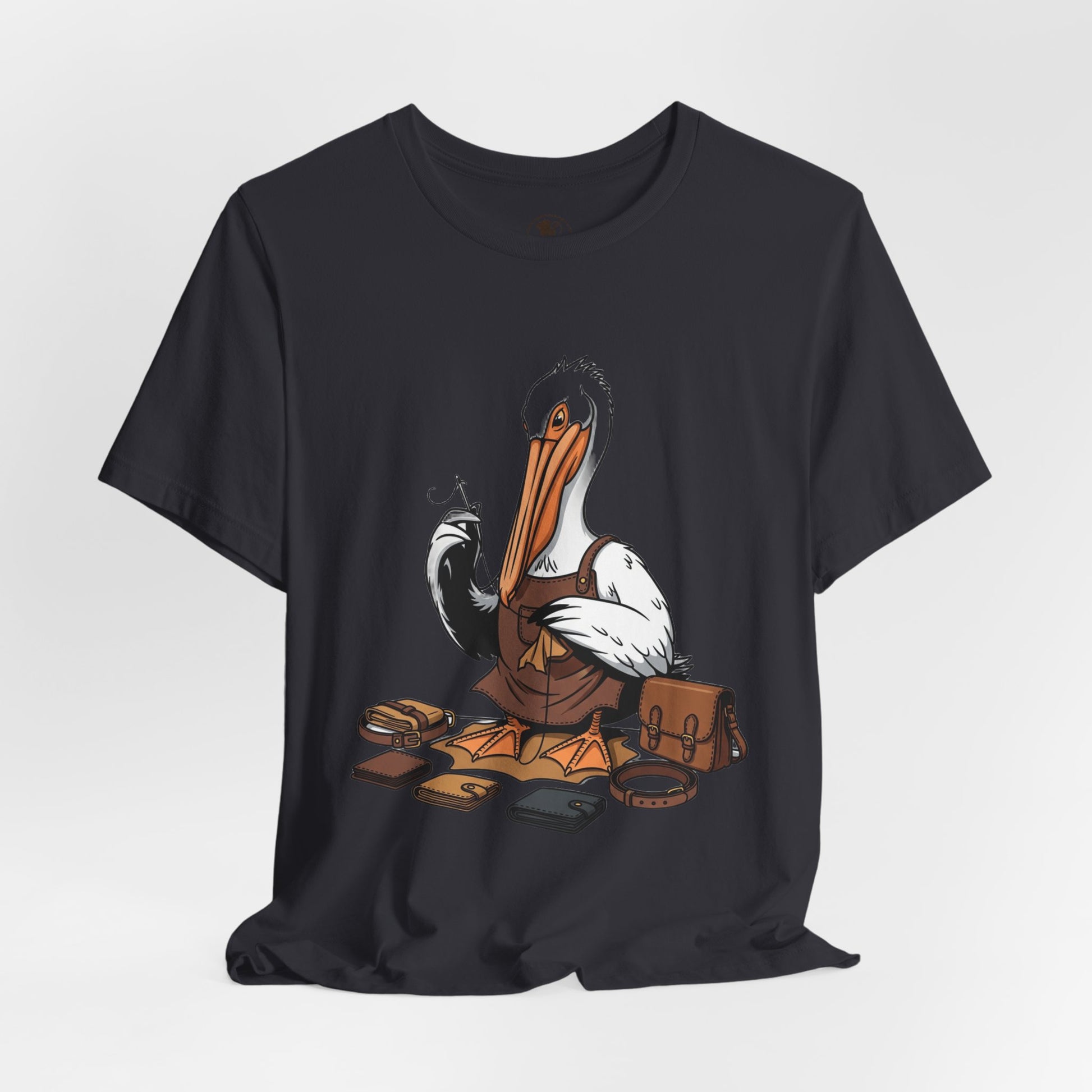 Whimsical Pelican Tee - Fun Beach T-Shirt for Casual Summer Style and Nature Lovers - ArtOm_farm™ LEATHER 