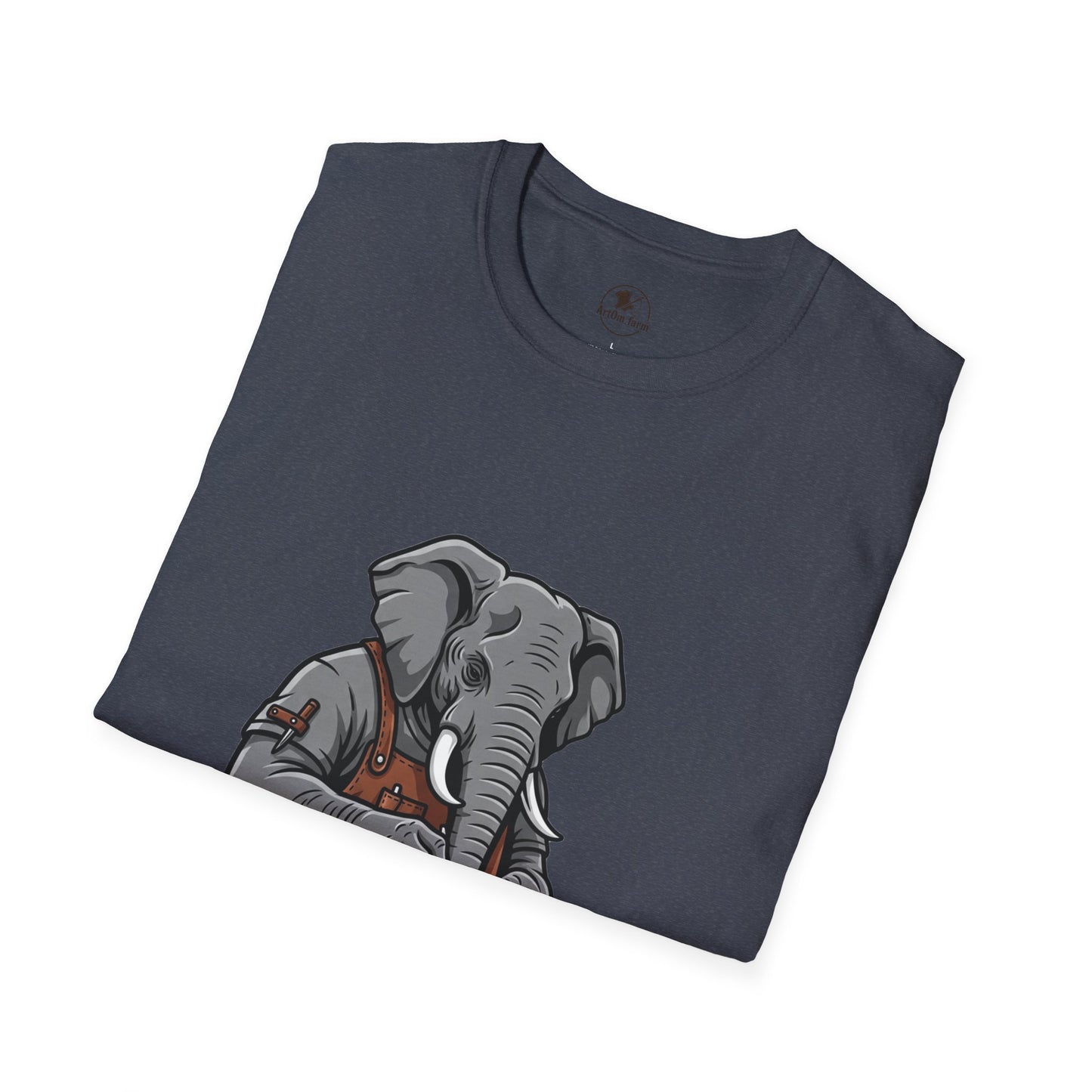 Elephant Craft T-Shirt - Unisex Softstyle Tee for Animal Lovers and Perfect Gift for Him/Her - ArtOm_farm™ LEATHER 