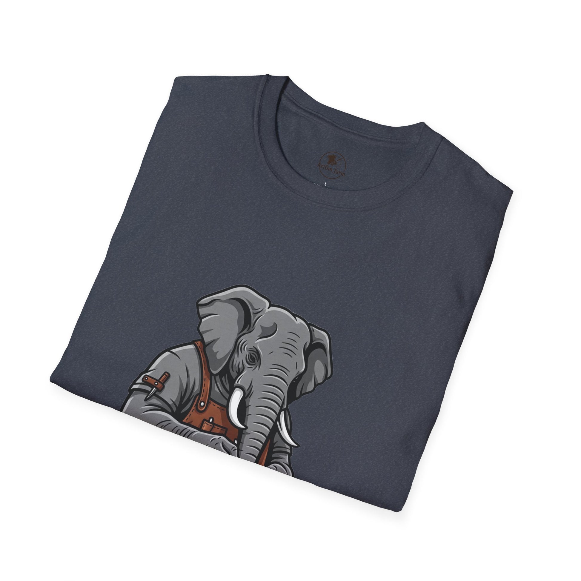 Elephant Craft T-Shirt - Unisex Softstyle Tee for Animal Lovers and Perfect Gift for Him/Her - ArtOm_farm™ LEATHER 