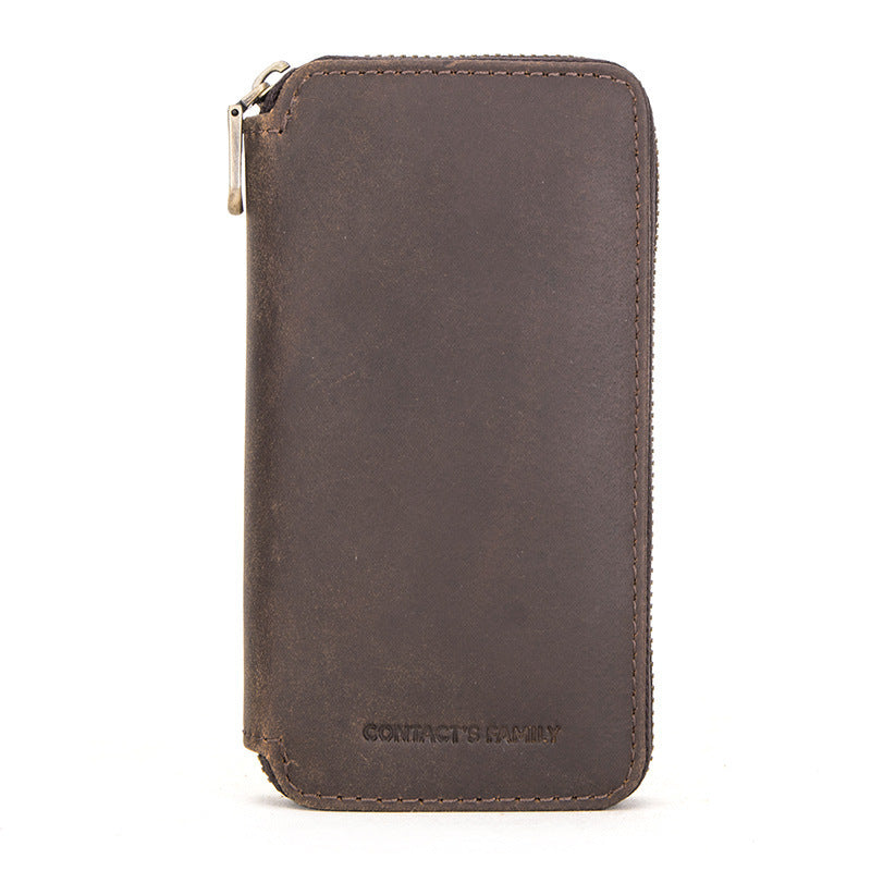 Vintage Leather Watch Box - Crazy Horse Leather Creative Zipper Design - ArtOm_farm™ LEATHER 