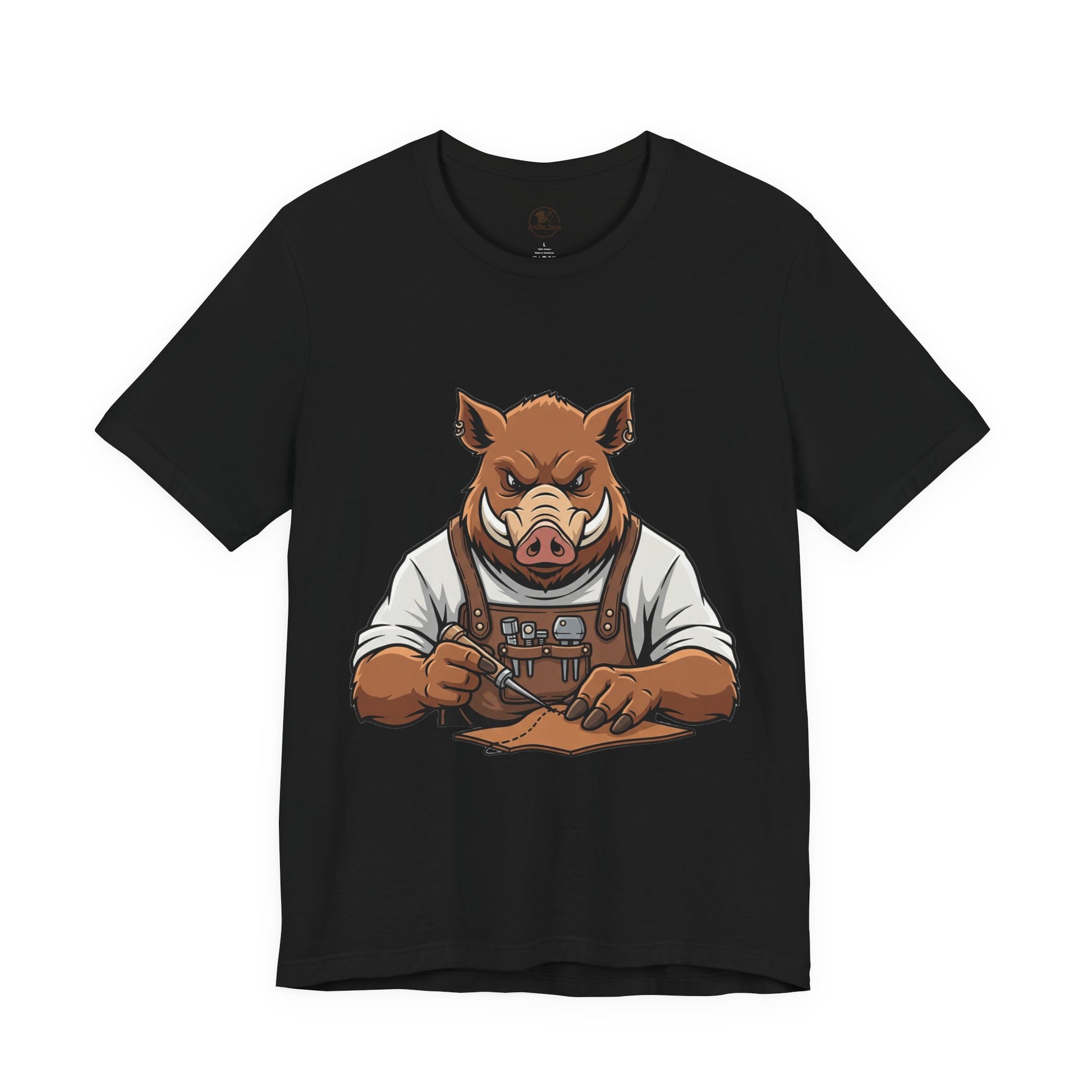 Crafty Pig Graphic Shirt - Fun Unisex Tee for Animal Lovers, Casual Birthday Apparel, and Funny Gift - ArtOm_farm™ LEATHER 