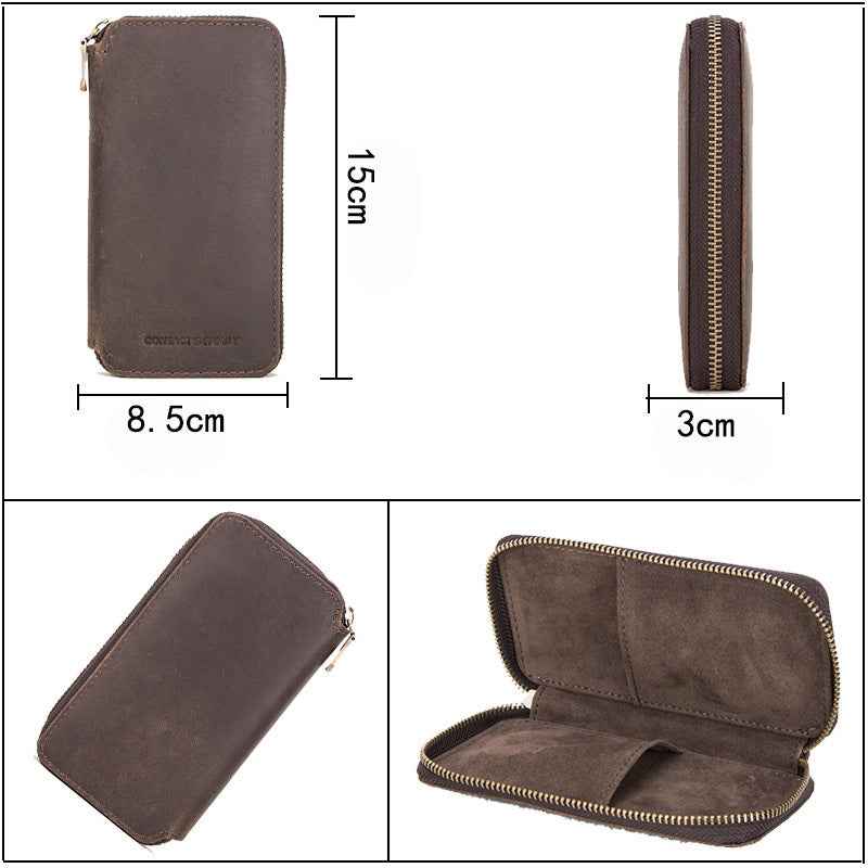 Retro Leather Watch Bag - Premium Crazy Horse Leather Craftsmanship