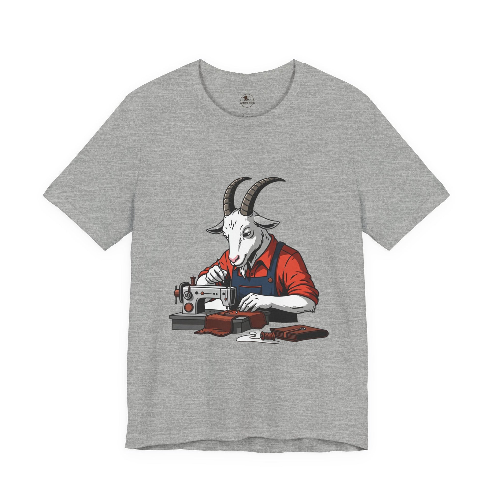 Creative Goat Tailor Tee - Funny Graphic Shirt for Crafters and Art Lovers, Unique Gift for Casual Wear - ArtOm_farm™ LEATHER 