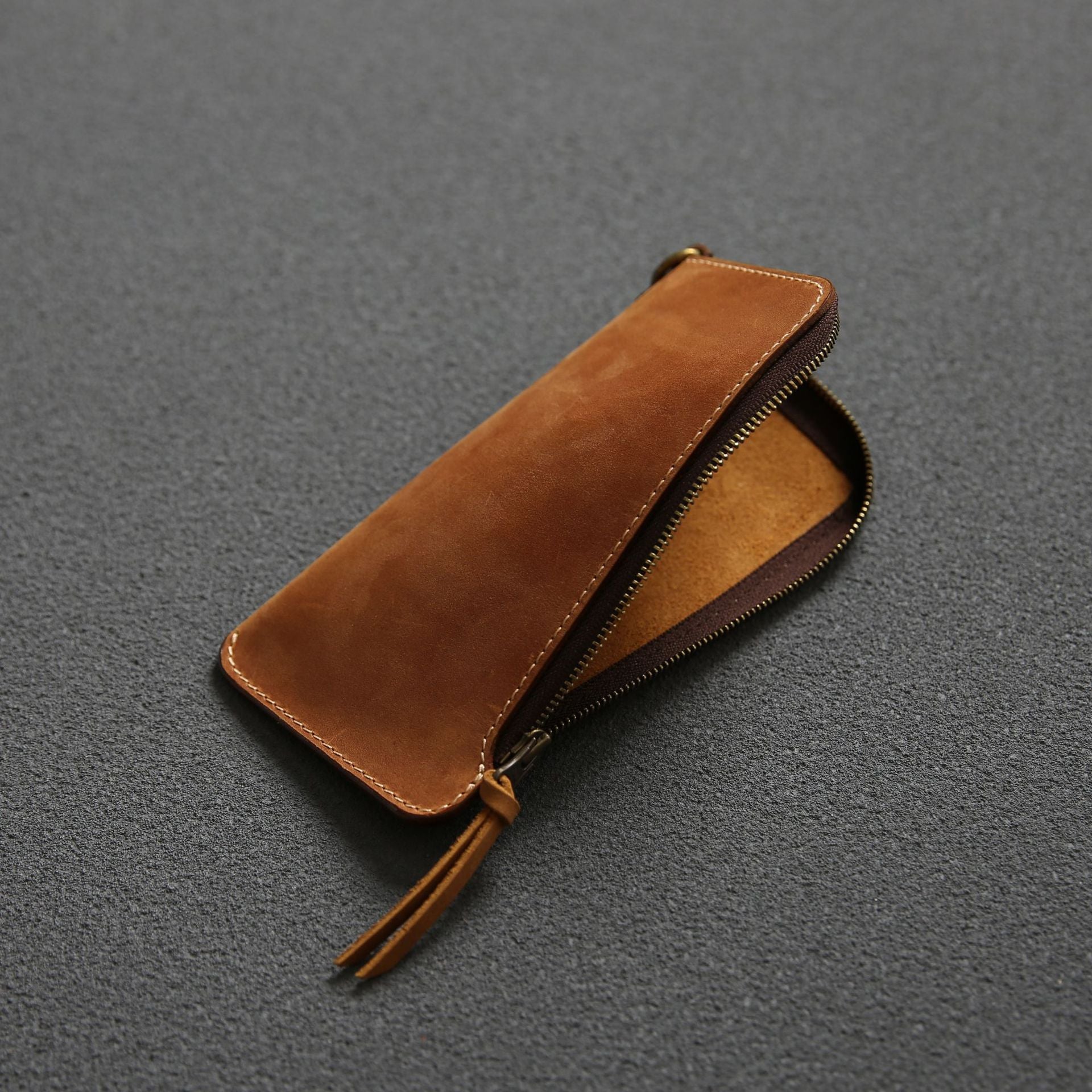 Wallet Top Layer Leather Zipper Wallet with Belt Clip - ArtOm_farm™ LEATHER 