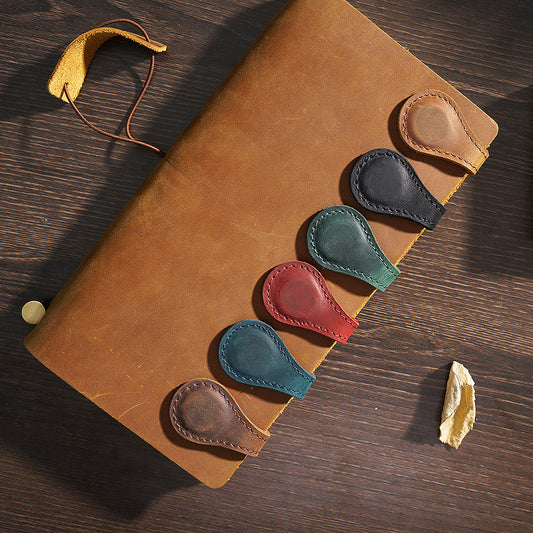 Crazy Horse Leather Bookmark - Double Sided Magnetic Clip Holder - ArtOm_farm™ LEATHER 