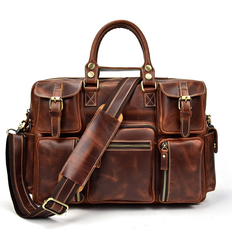 Horse Leather Men's Shoulder Bag - Stylish Leather Laptop Briefcase for Everyday Use - ArtOm_farm™ LEATHER 