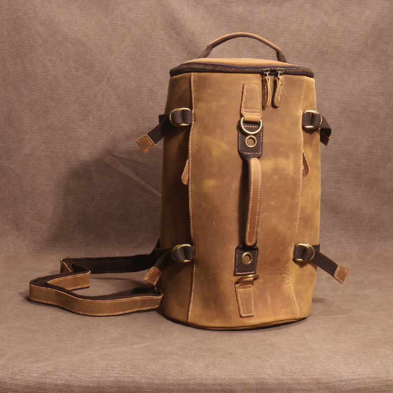 Crazy Horse Leather Backpack for Men - Genuine Large Capacity Leather Bag - ArtOm_farm™ LEATHER 