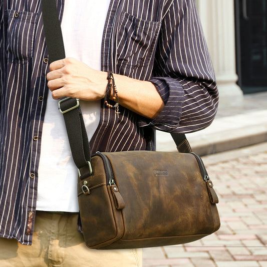 Retro Leather Messenger Bag - Crazy Horse Style Fashion for Men - ArtOm_farm™ LEATHER