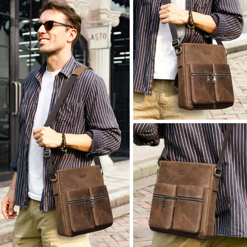 Retro Leather One Shoulder Bag for Men - Crazy Horse Trend - ArtOm_farm™ LEATHER