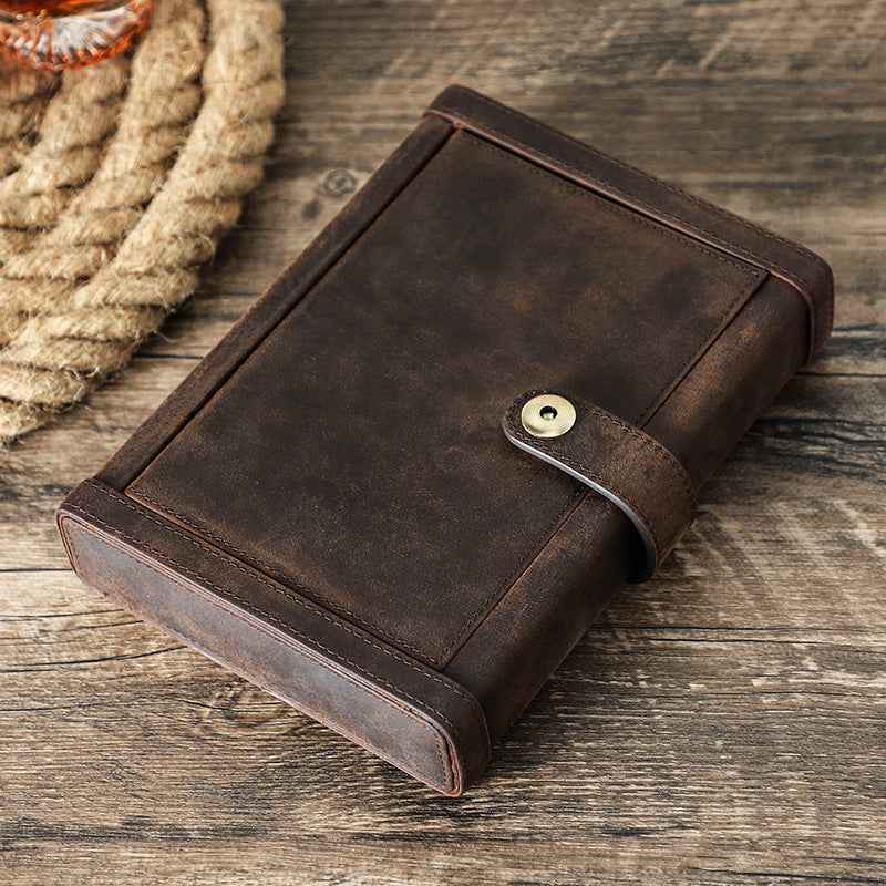 Vintage Leather Cigar Case for 4 Cigars - Crazy Horse Design