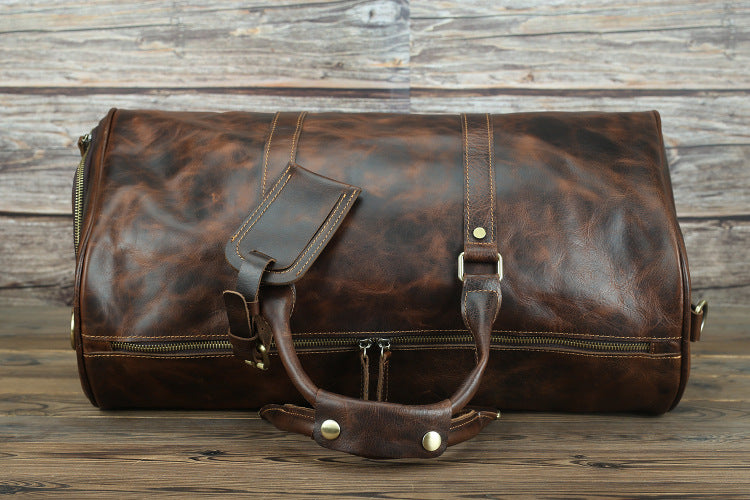 Horse Leather Travel Bag for Men - Premium Travel Comfort and Style - ArtOm_farm™ LEATHER 