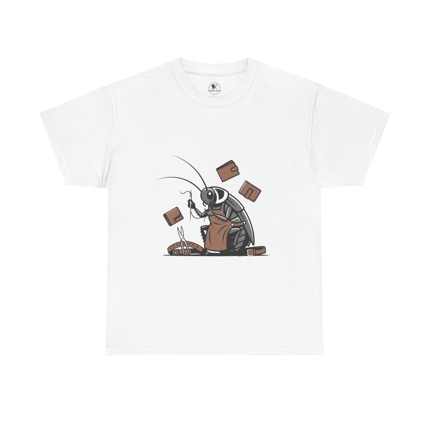 Cockroach Baker Unisex Heavy Cotton Tee - Funny Graphic Tee for Animal Lovers and Home Cooks, Unique Gift Idea - ArtOm_farm™ LEATHER