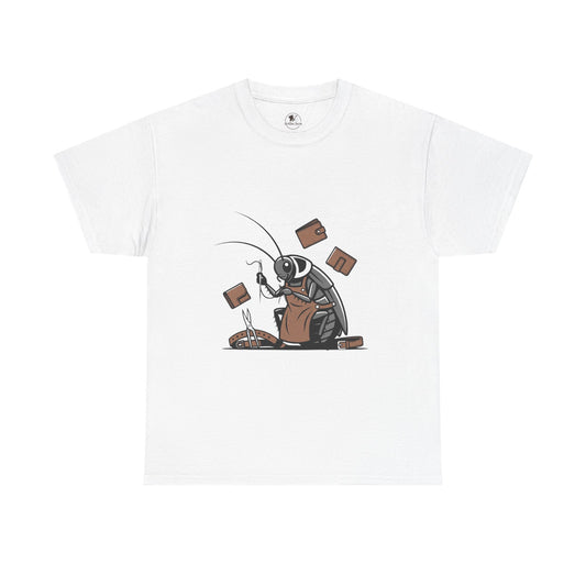 Cockroach Baker Unisex Heavy Cotton Tee - Funny Graphic Tee for Animal Lovers and Home Cooks, Unique Gift Idea - ArtOm_farm™ LEATHER