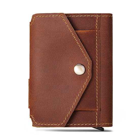 Retro Leather RFID Card Holder - Crazy Horse Leather Anti-theft Design - ArtOm_farm™ LEATHER 