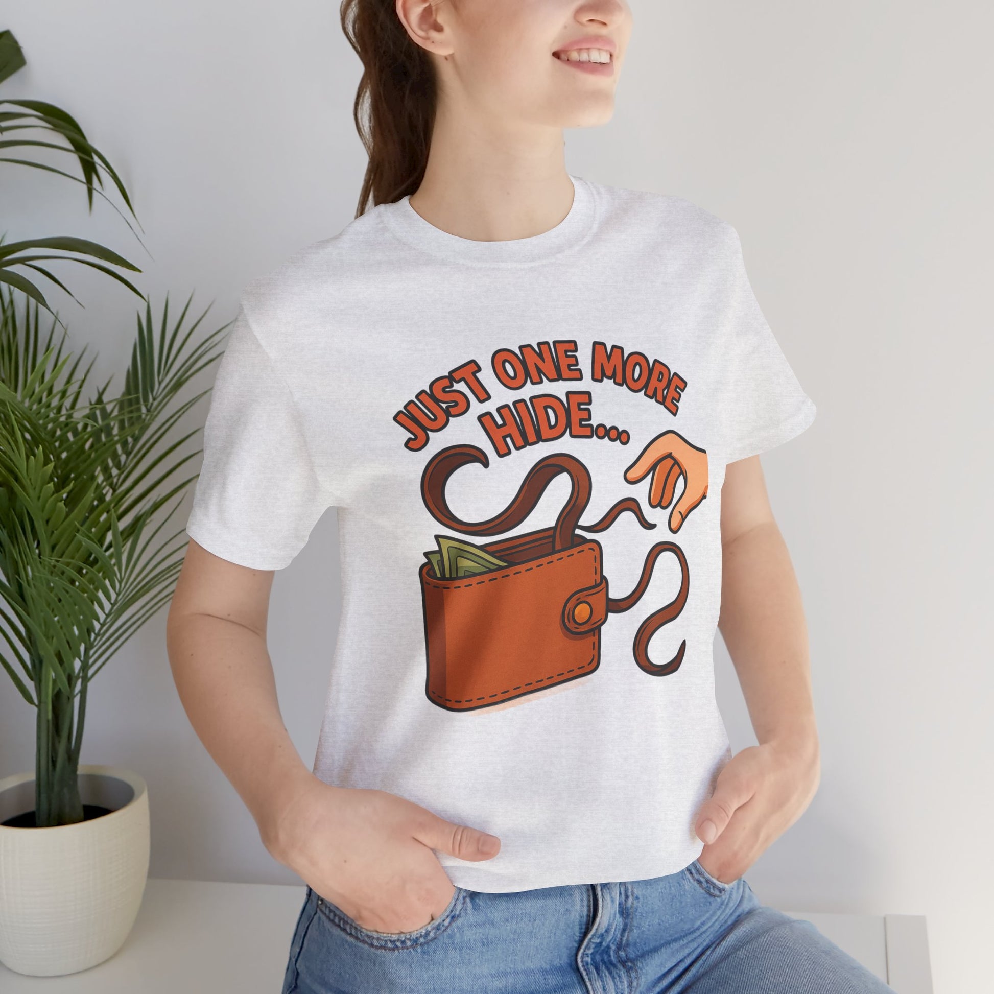 Funny Money Hide T-Shirt - Unisex Jersey Tee for Finance Lovers, Humorous Gift for Casual Wear, Perfect for Birthdays and Holidays - ArtOm_farm™ LEATHER 