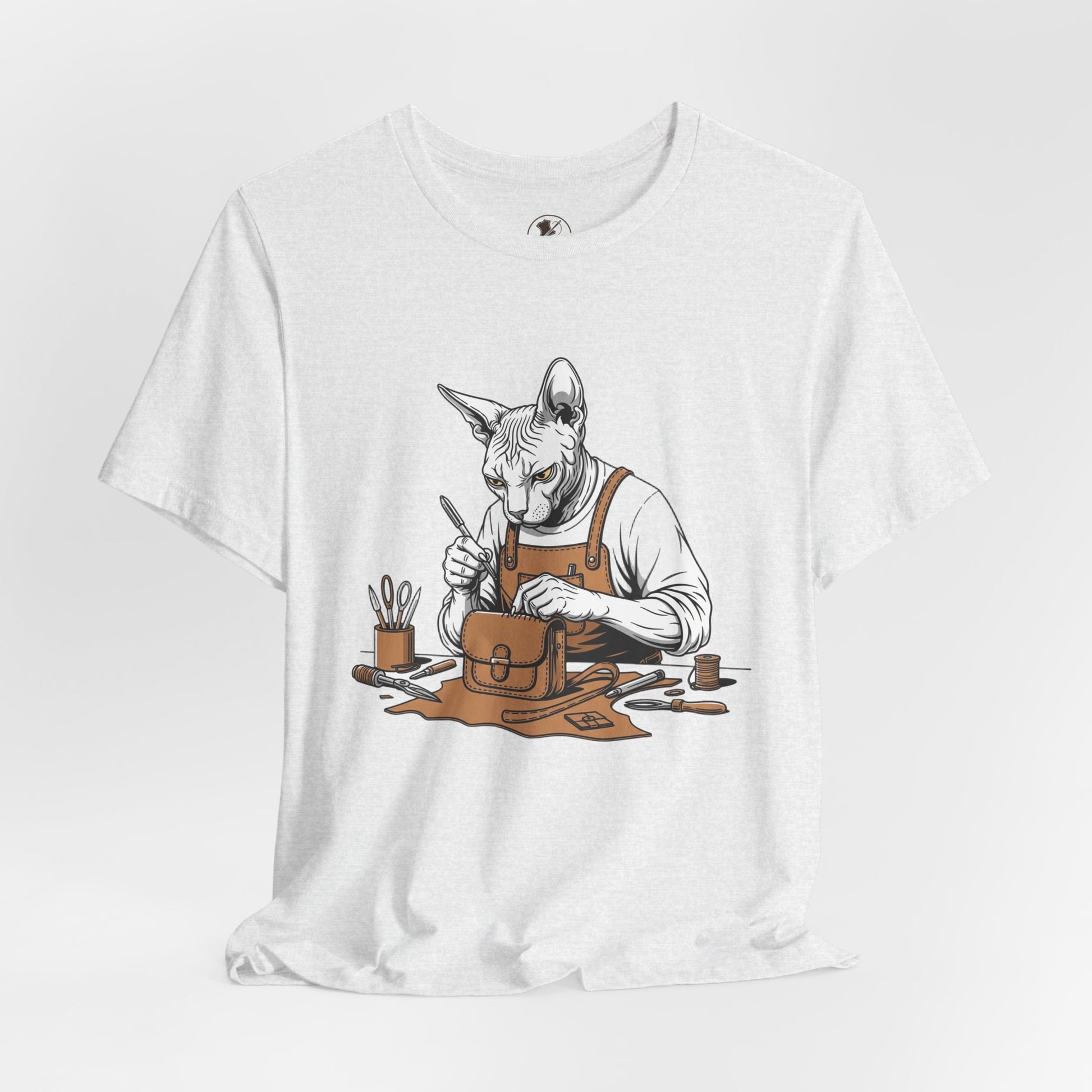 Creative Cat Shirt Unisex Tee, Cute Animal Shirt, Funny Gift for Pet Lovers, Perfect for Art Enthusiasts, Birthday, Casual Wear - ArtOm_farm™ LEATHER