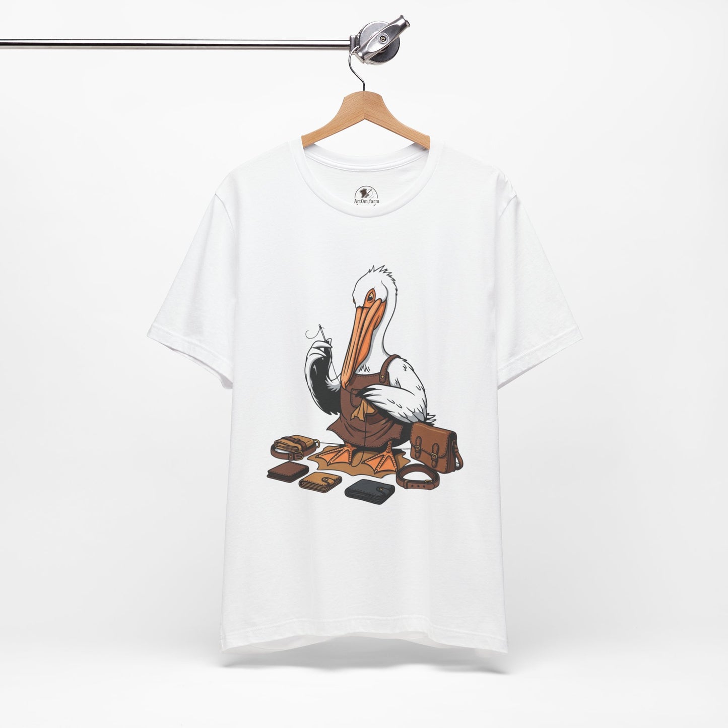 Whimsical Pelican Tee - Fun Beach T-Shirt for Casual Summer Style and Nature Lovers - ArtOm_farm™ LEATHER