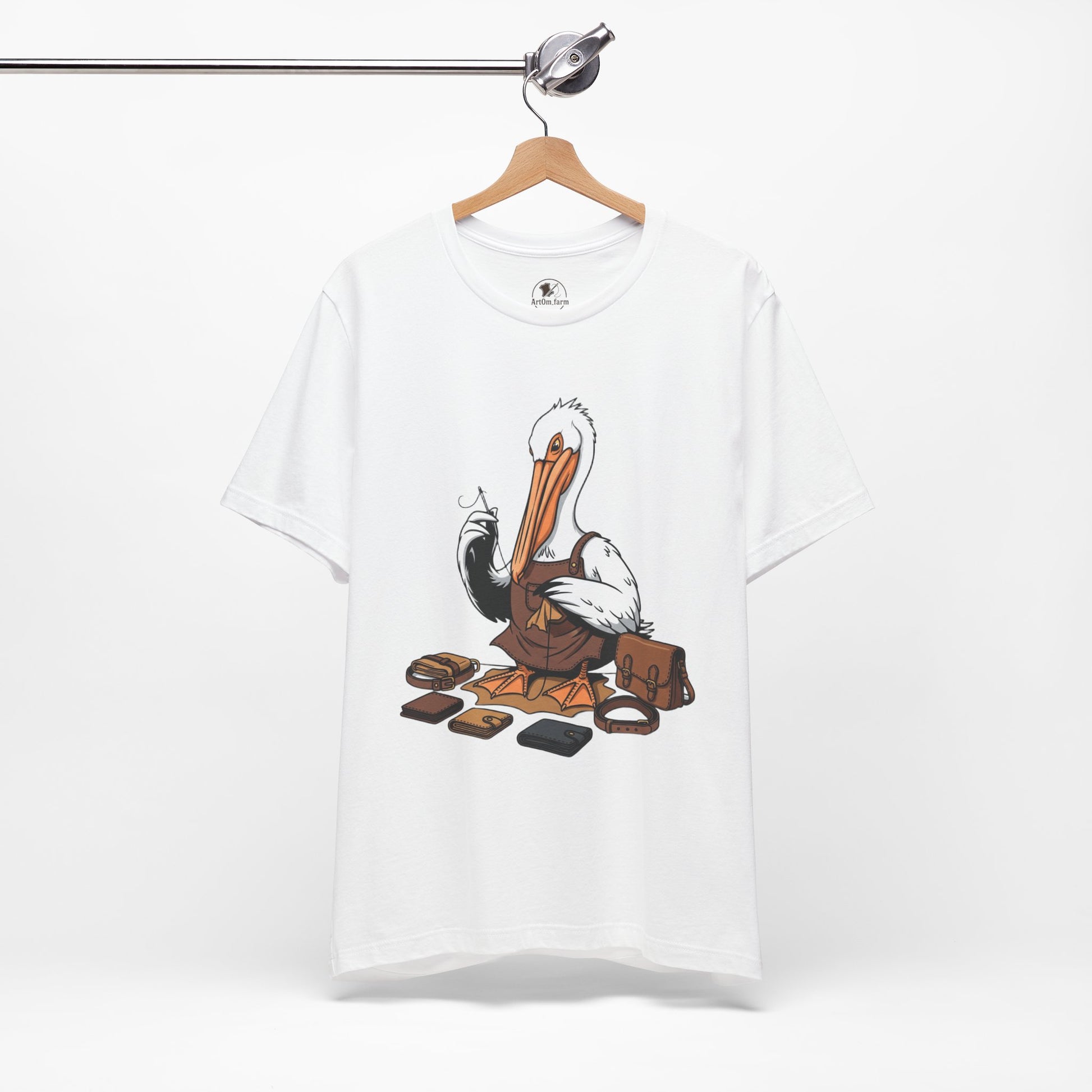 Whimsical Pelican Tee - Fun Beach T-Shirt for Casual Summer Style and Nature Lovers - ArtOm_farm™ LEATHER