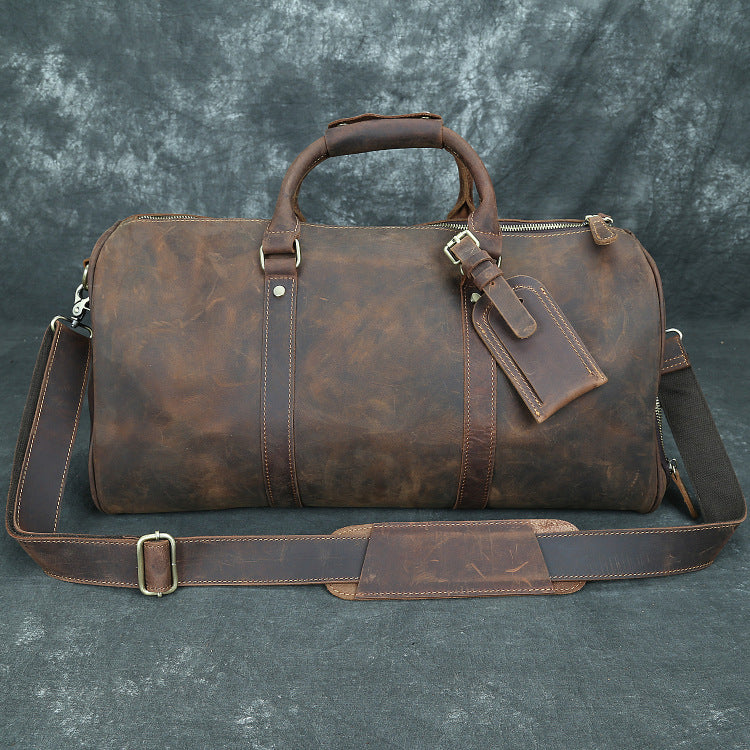 Men's Vintage Leather Travel Bag - Large Capacity Crazy Horse Leather Travel Bag - ArtOm_farm™ LEATHER