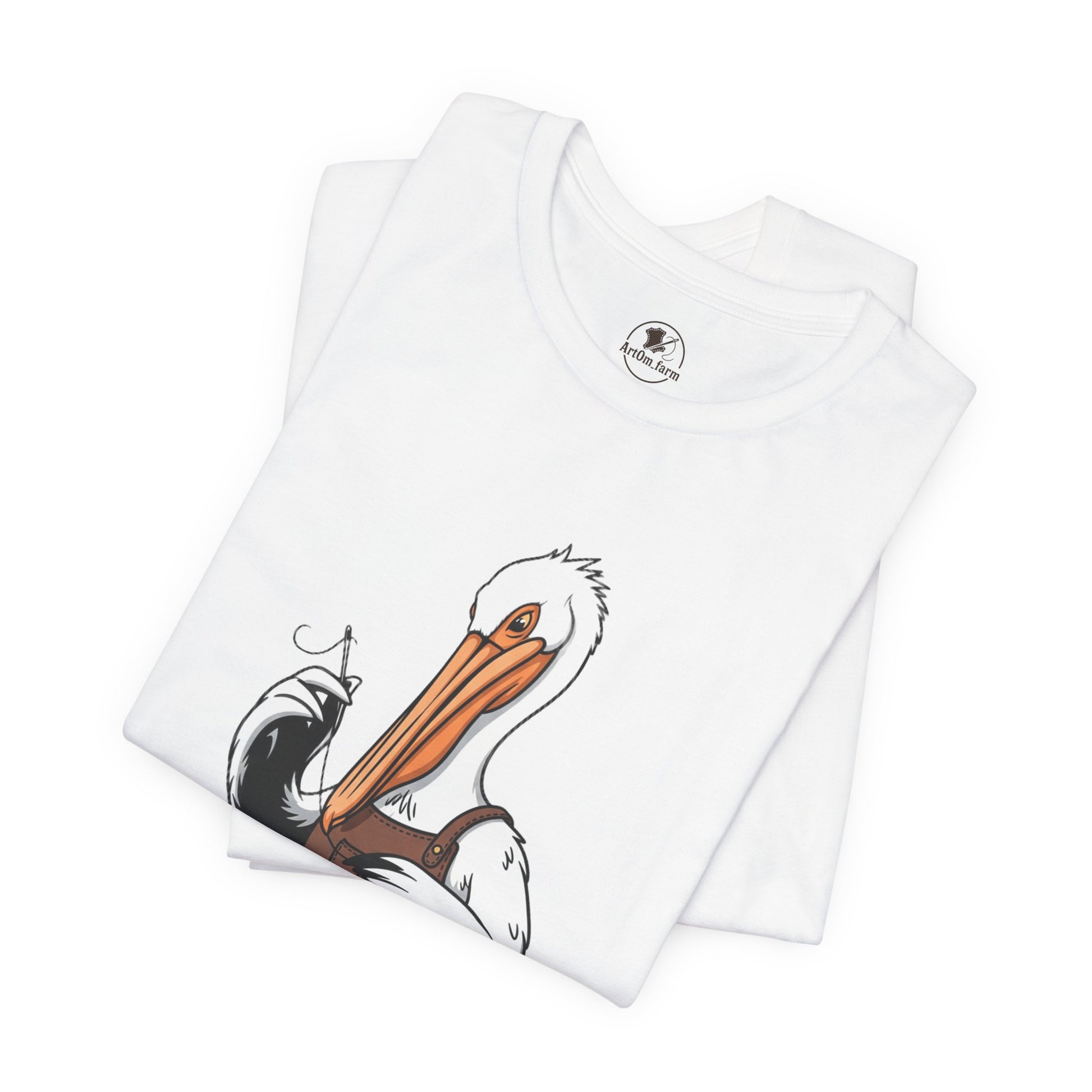 Whimsical Pelican Tee - Fun Beach T-Shirt for Casual Summer Style and Nature Lovers - ArtOm_farm™ LEATHER