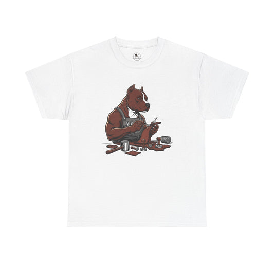 Artistic Dog Lover Tee - Casual Graphic T-Shirt for Pet Owners, Ideal Gift for Birthdays and Holidays - ArtOm_farm™ LEATHER