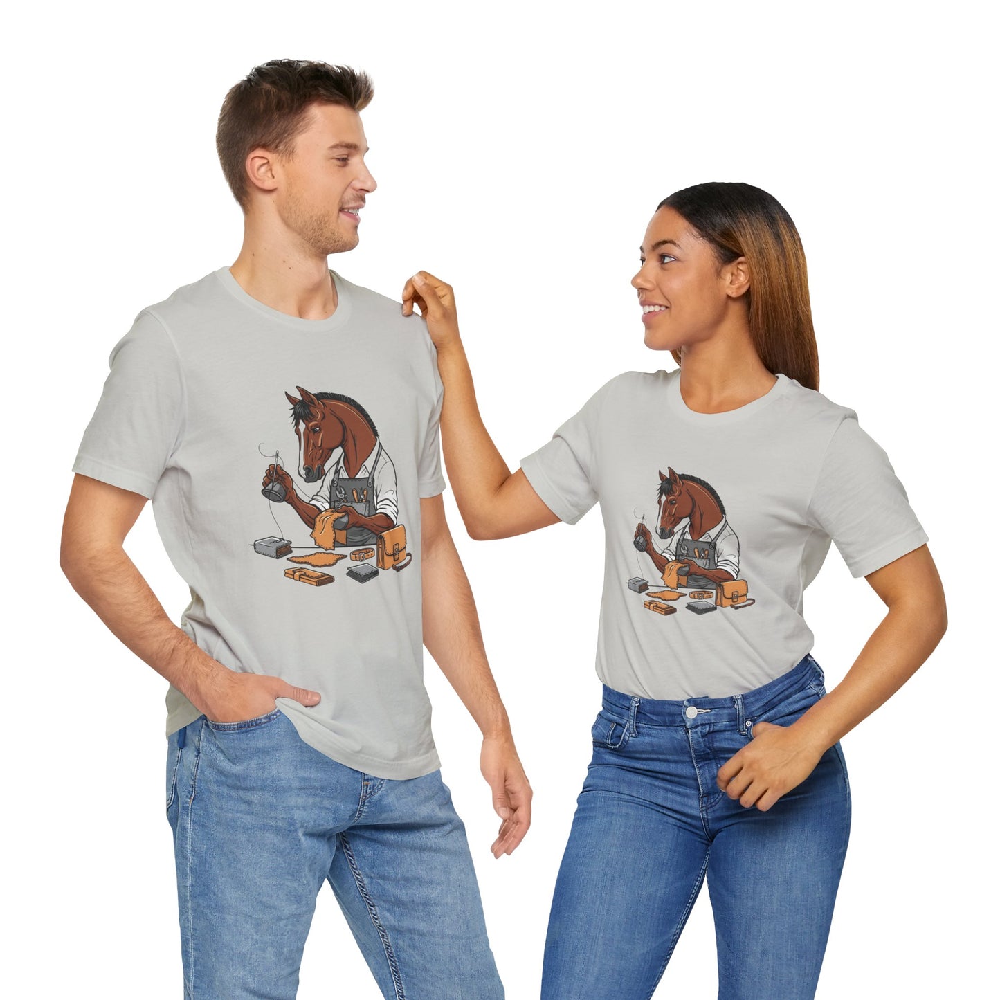 Equestrian Unisex Tee - Funny Horse Shirt for Animal Enthusiasts, Perfect Gift for Horse Lovers - ArtOm_farm™ LEATHER 