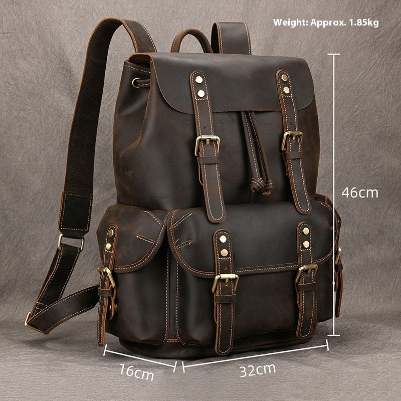 Large Capacity Leather Backpack for Travel and Outdoor Adventures - ArtOm_farm™ LEATHER