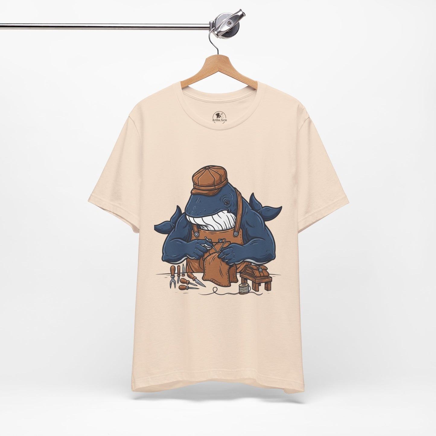 Crafty Shark Tee - Fun Unisex Casual Shirt for Ocean Lovers, Unique Gift Idea and Art Inspired Apparel - ArtOm_farm™ LEATHER 