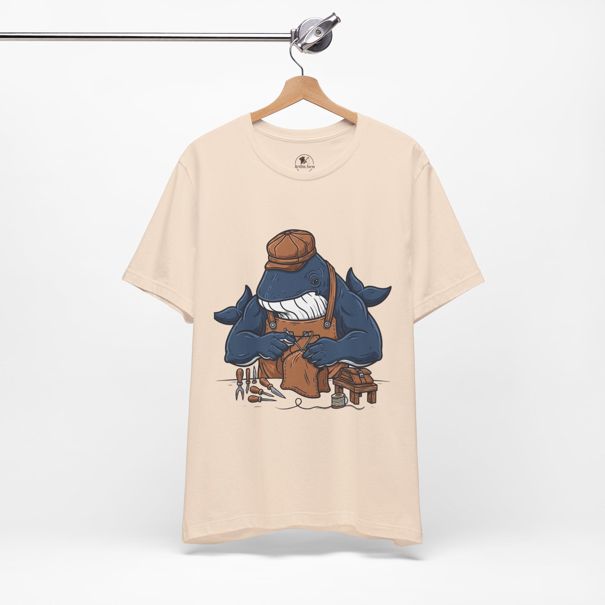 Crafty Shark Tee - Fun Unisex Casual Shirt for Ocean Lovers, Unique Gift Idea and Art Inspired Apparel - ArtOm_farm™ LEATHER 