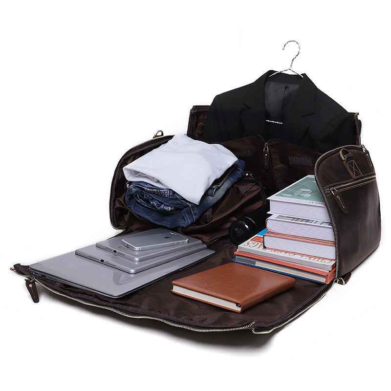 Retro Duffle Bag in Genuine Crazy Horse Leather for Stylish Travel - ArtOm_farm™ LEATHER